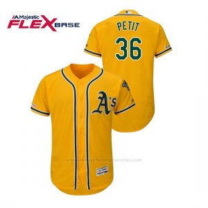 Camiseta Beisbol Hombre Oakland Athletics Yusmeiro Petit 150th Aniversario Patch Autentico Flex Base Oro