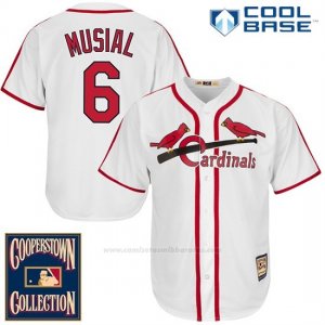 Camiseta Beisbol Hombre St. Louis Cardinals St Louis Stan Musial 6 Blanco Cool Base Cooperstown