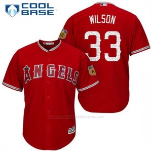 Camiseta Beisbol Hombre Los Angeles Angels C.j. Wilson 33 Scarlet 2017 Entrenamiento de Primavera Cool Base Jugador