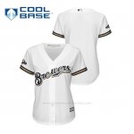 Camiseta Beisbol Mujer Milwaukee Brewers 2019 Postseason Cool Base Blanco