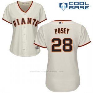 Camiseta Beisbol Mujer San Francisco Giants San Francisco Giant Buster Posey Crema Cooperstown Cool Base