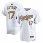 Camiseta Beisbol Hombre Los Angeles Dodgers Shohei Ohtani 2025 Gold Collection Limited Blanco