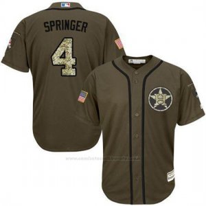 Camiseta Beisbol Hombre Houston Astros 4 George Springer Verde Salute To Service