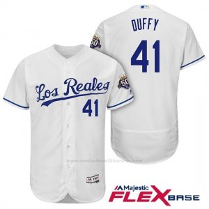 Camiseta Beisbol Hombre Kansas City Royals Danny Duffy Blanco 50th Season Spanish Flex Base