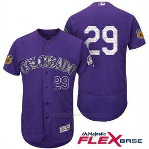 Camiseta Beisbol Hombre Colorado Rockies Jorge De La Rosa 29 Colorado Rockies Violeta 2017 Entrenamiento de Primavera Flex Base Jugador