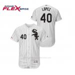 Camiseta Beisbol Hombre Chicago White Sox Reynaldo Lopez 150th Aniversario Patch Flex Base Blanco Negro