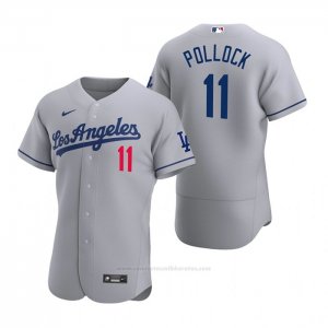 Camiseta Beisbol Hombre Los Angeles Dodgers A.j. Pollock Autentico 2020 Road Gris