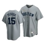 Camiseta Beisbol Hombre Boston Red Sox Dustin Pedroia Cooperstown Collection Road Gris