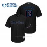Camiseta Beisbol Hombre Miami Marlins Starlin Castro Cool Base Majestic Alternato 2019 Negro