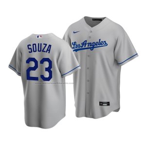 Camiseta Beisbol Hombre Los Angeles Dodgers Steven Souza Replica Gris