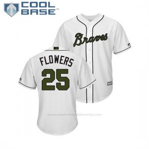 Camiseta Beisbol Hombre Atlanta Braves Tyler Flowers 2018 Dia de los Caidos Cool Base Blanco