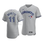 Camiseta Beisbol Hombre Toronto Blue Jays Bo Bichette Autentico Road Gris