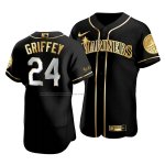 Camiseta Beisbol Hombre Seattle Mariners Ken Griffey Jr. Golden Edition Autentico Negro