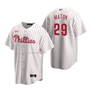 Camiseta Beisbol Hombre Philadelphia Phillies Nick Maton Replica Primera Blanco