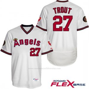 Camiseta Beisbol Hombre Los Angeles Angels Mike Trout Autentico Coleccion Flex Base Blanco Jugador