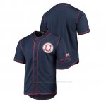 Camiseta Beisbol Hombre Cleveland Indians Button-Down Stitches Team Color Azul