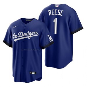 Camiseta Beisbol Hombre Los Angeles Dodgers Pee Wee Reese 2021 City Connect Replica Azul