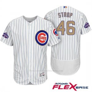 Camiseta Beisbol Hombre Chicago Cubs 46 Pedro Strop Blanco Oro Program Flex Base