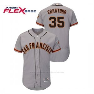 Camiseta Beisbol Hombre San Francisco Giants Brandon Crawford 150th Aniversario Patch Autentico Flex Base Gris2