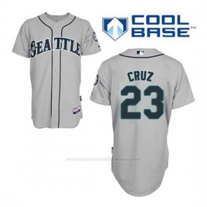 Camiseta Beisbol Hombre Seattle Mariners Nelson Cruz 23 Gris Cool Base