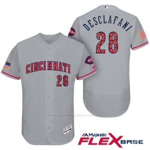 Camiseta Beisbol Hombre Cincinnati Reds 2017 Estrellas Y Rayas 28 Anthony Desclafani Gris Flex Base