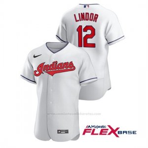 Camiseta Beisbol Hombre Cleveland Indians Francisco Lindor Autentico Nike Blanco