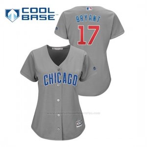 Camiseta Beisbol Mujer Chicago Cubs Kris Bryant Cool Base Replica Gris