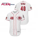 Camiseta Beisbol Hombre Cincinnati Reds Alex Wood 150th Aniversario Patch Flex Base Blanco