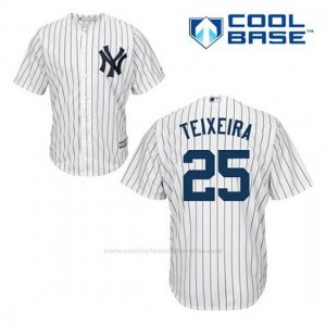 Camiseta Beisbol Hombre New York Yankees Mark Teixeira 25 Blanco 1ª Cool Base