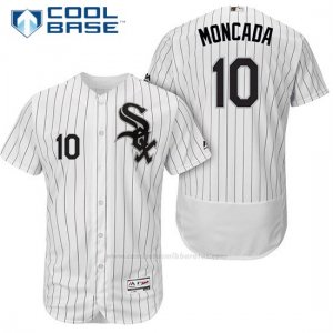 Camiseta Beisbol Hombre Chicago White Sox 10 Yoan Moncada Blanco 1ª Autentico Coleccion Jugador Cool Base