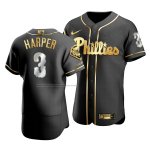 Camiseta Beisbol Hombre Philadelphia Phillies Bryce Harper Golden Edition Autentico Negro