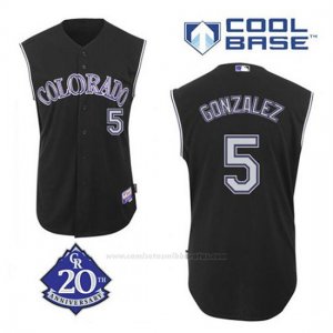 Camiseta Beisbol Hombre Colorado Rockies Carlos Gonzalez 5 Negro Vest Style Cool Base