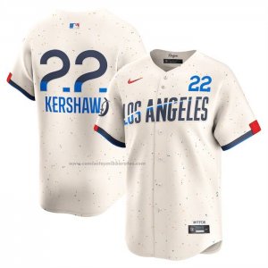 Camiseta Beisbol Hombre Los Angeles Dodgers Clayton Kershaw 2025 City Connect Limited Crema
