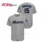 Camiseta Beisbol Hombre Miami Marlins Brian Anderson 150th Aniversario Patch 2019 Flex Base Gris