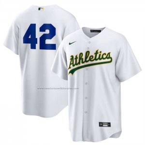 Camiseta Beisbol Hombre Oakland Athletics 2025 Jackie Robinson Day Primera Replica Blanco