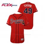 Camiseta Beisbol Hombre Atlanta Braves Julio Teheran 150th Aniversario Patch Autentico Flex Base Rojo