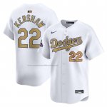 Camiseta Beisbol Hombre Los Angeles Dodgers Clayton Kershaw Gold Collection Limited Blanco