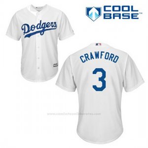 Camiseta Beisbol Hombre Los Angeles Dodgers Carl Crawford 3 Blanco 1ª Cool Base