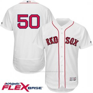 Camiseta Beisbol Hombre Boston Red Sox 50 Mookie Betts 50 Blanco Flex Base Autentico Coleccion Jugador
