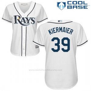 Camiseta Beisbol Mujer Tampa Bay Rays Kevin Kiermaier Blanco Autentico Coleccion Cool Base
