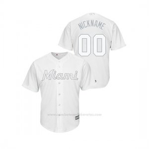 Camiseta Beisbol Hombre Miami Marlins Personalizada 2019 Players Weekend Replica Blanco