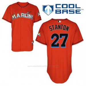 Camiseta Beisbol Hombre Miami Marlins Giancarlo Stanton 27 Naranja Alterno Cool Base