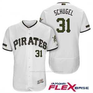 Camiseta Beisbol Hombre Pittsburgh Pirates A.j. Schugel Blanco 2018 1ª Alterno Flex Base
