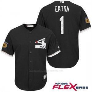 Camiseta Beisbol Hombre Chicago White Sox 1 Adam Eaton Negro 2017 Entrenamiento de Primavera Flex Base Jugador