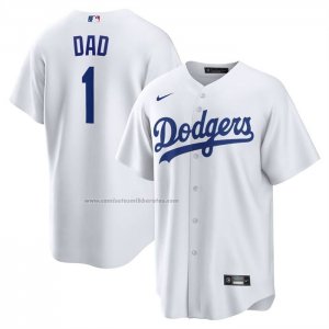 Camiseta Beisbol Hombre Los Angeles Dodgers NO 1 Dad Primera Replica Blanco