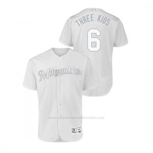 Camiseta Beisbol Hombre Milwaukee Brewers Lorenzo Cain 2019 Players Weekend Autentico Blanco