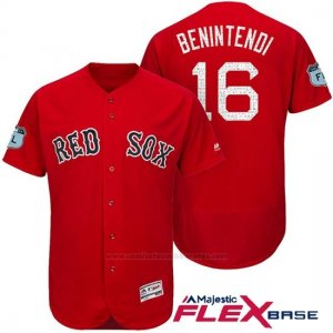 Camiseta Beisbol Hombre Boston Red Sox 16 Andrew Benintendi Scarlet 2017 Entrenamiento de Primavera Flex Base