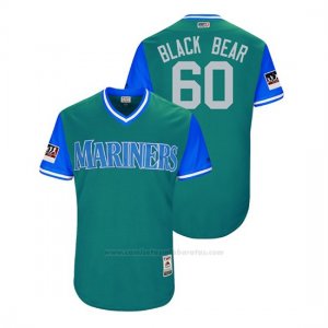 Camiseta Beisbol Hombre Seattle Mariners Chasen Bradford 2018 Llws Players Weekend Negro Bear Aqua