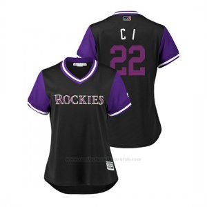 Camiseta Beisbol Mujer Colorado Rockies Chris Iannetta 2018 Llws Players Weekend C I Negro