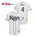 Camiseta Beisbol Hombre Tampa Bay Rays Blake Snell 150th Aniversario Patch Flex Base Blanco